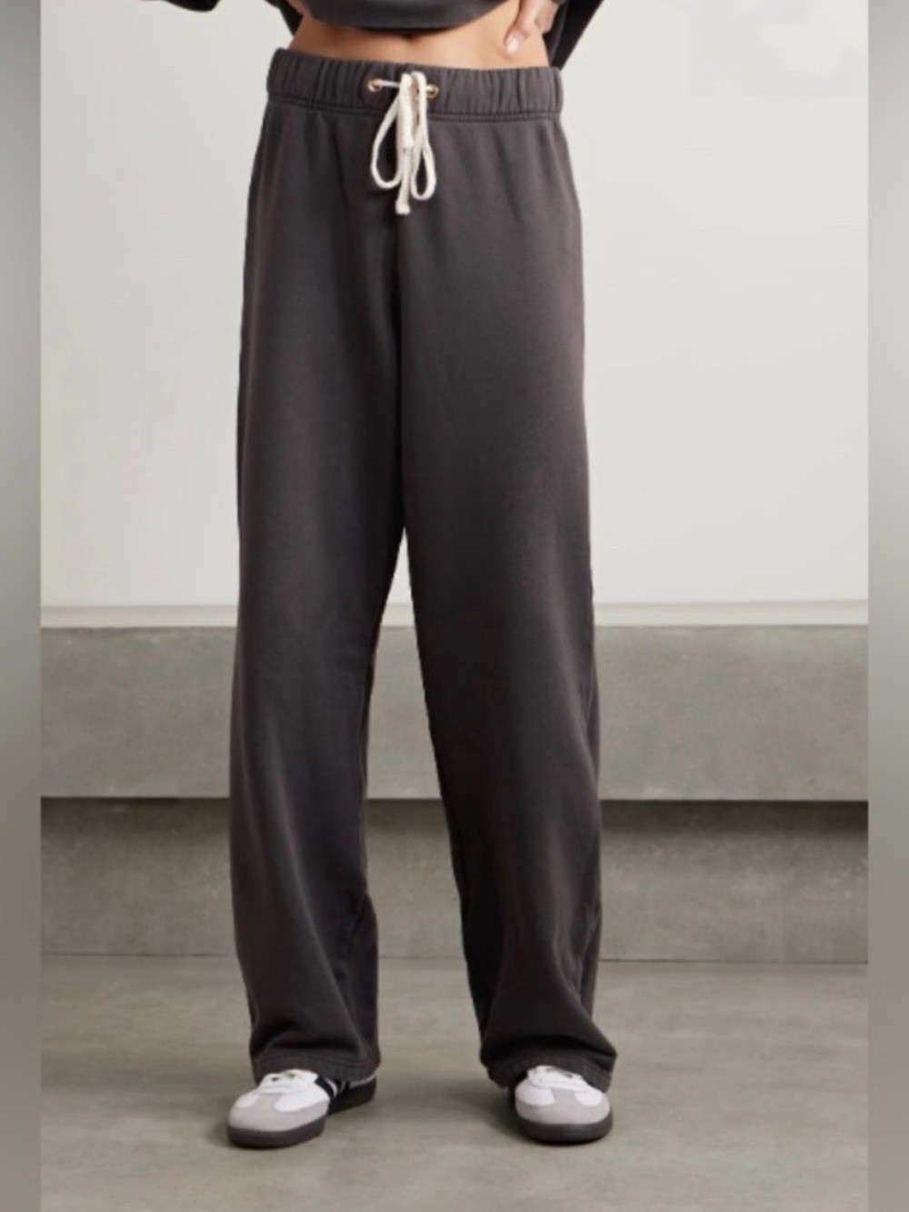 Les Tiens for Her Eazy Faded Black Charcoal Grey Wide Leg Sweatpants Size M